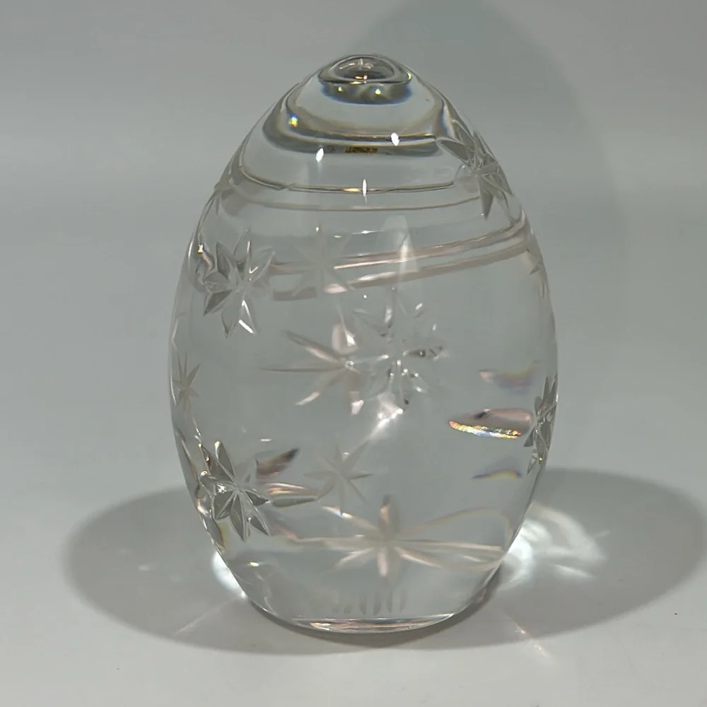 Sullivans Handmade In Poland Lead Crystal Morning Star Paperweight Egg 2000